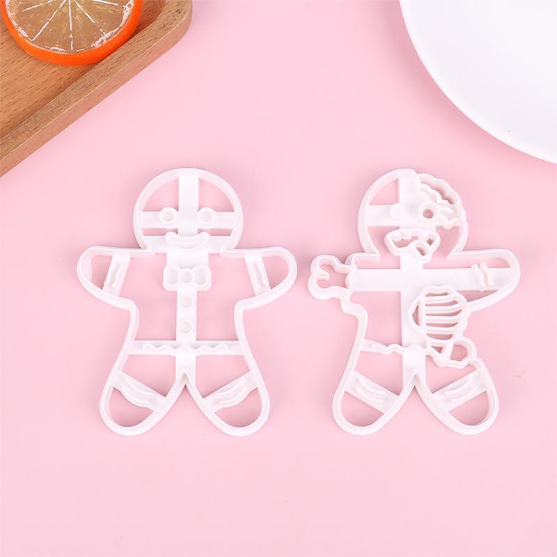 1 шт. Рождественские формочки для печенья в виде пряничного человечка, пластиковые мультяшные, с пресс-формой для печенья, шоколада, инструменты для украшения торта