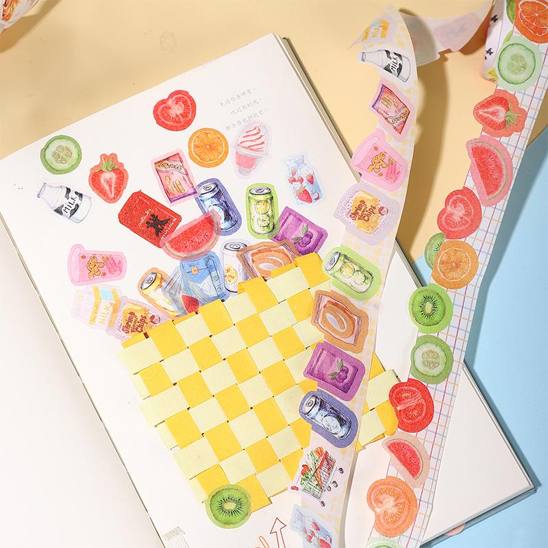 Маленький размер узорная лента в коробке кошка кофе фрукт дом креативный ручной аккаунт коллажный материал DIY декоративная лента можно писать лента