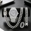 Full Diamond Hip Hop Exaggerated Large Dial Watch Colorful Explosive Unisex Quartz Watch Set