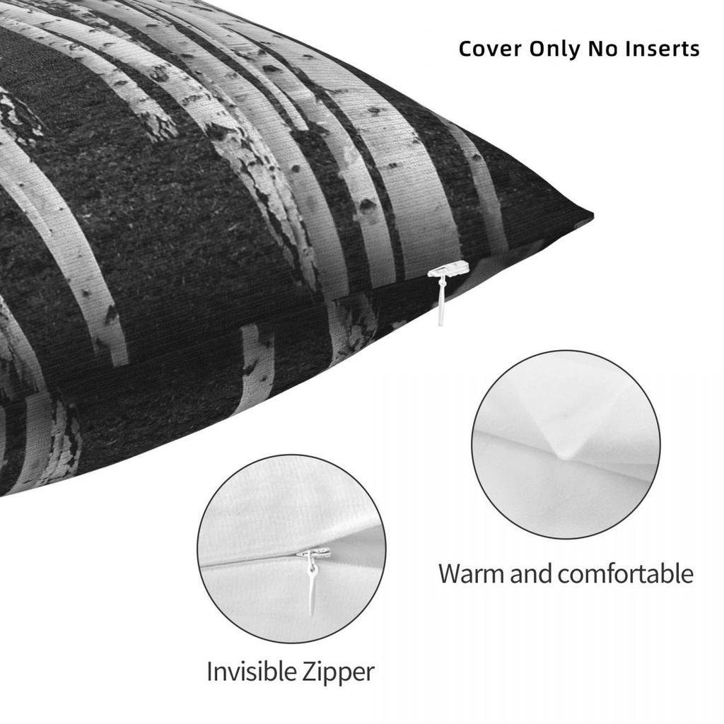 Silver Birch Trees Square Pillowcase Polyester Linen Velvet Printed Zip Decorative Pillow Case Bed Cushion Cover 45X45