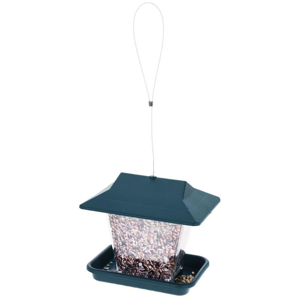 ProGarden Transparent and Dark Green Plastic Hanging Wild Bird Feeder 19.5 cm