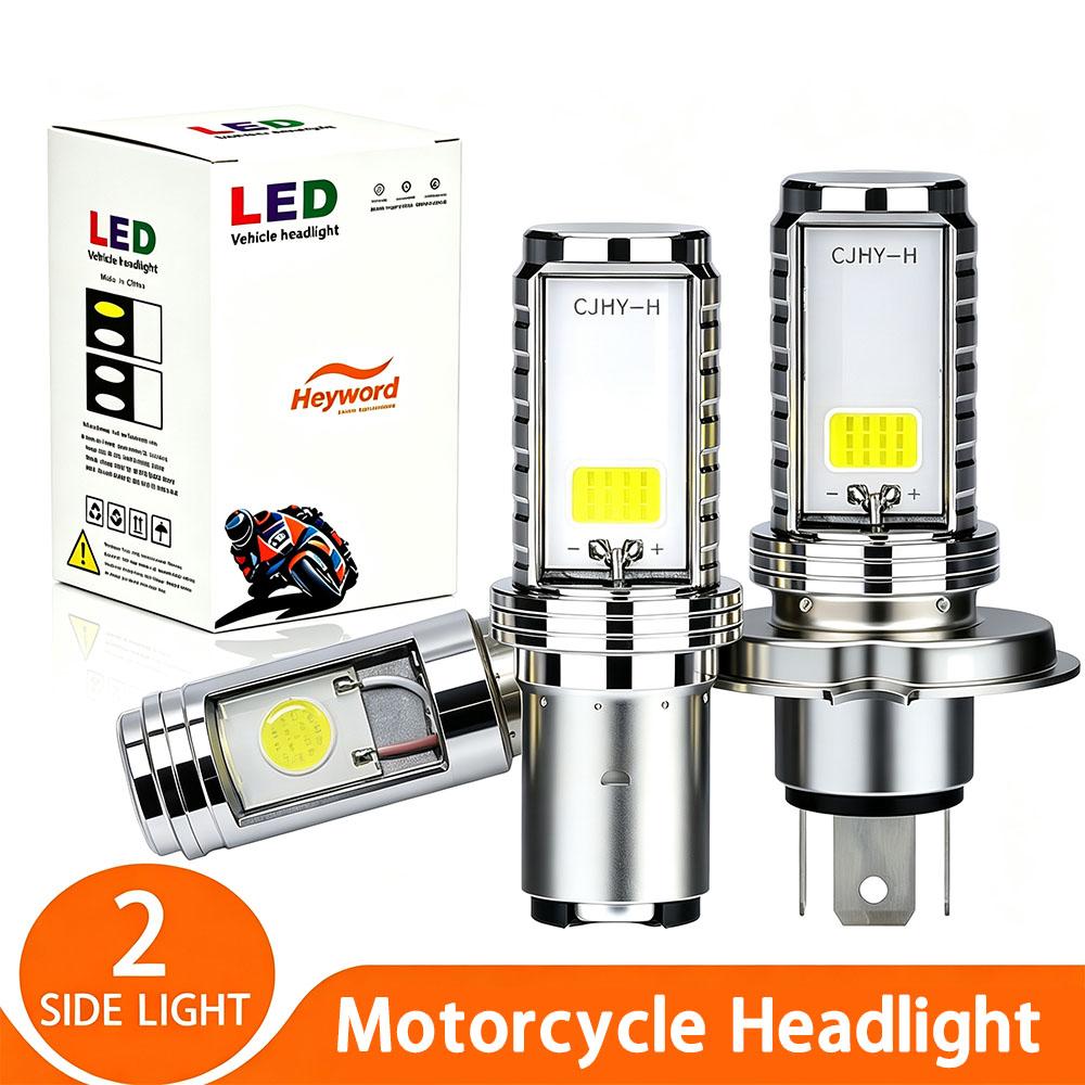 H4 LED Moto H6 BA20D LED Motorcycle Headlight Bulbs 2 Sides COB White 6000K Hi Lo Lamp Scooter Accessories Fog Lights 12V
