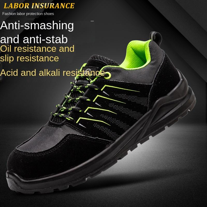 Labor Insurance Shoes Men's Solid Bottom Non-slip and Wear-resistant Steel Bag Head Anti-smashing and Puncture-proof Safety Shoes