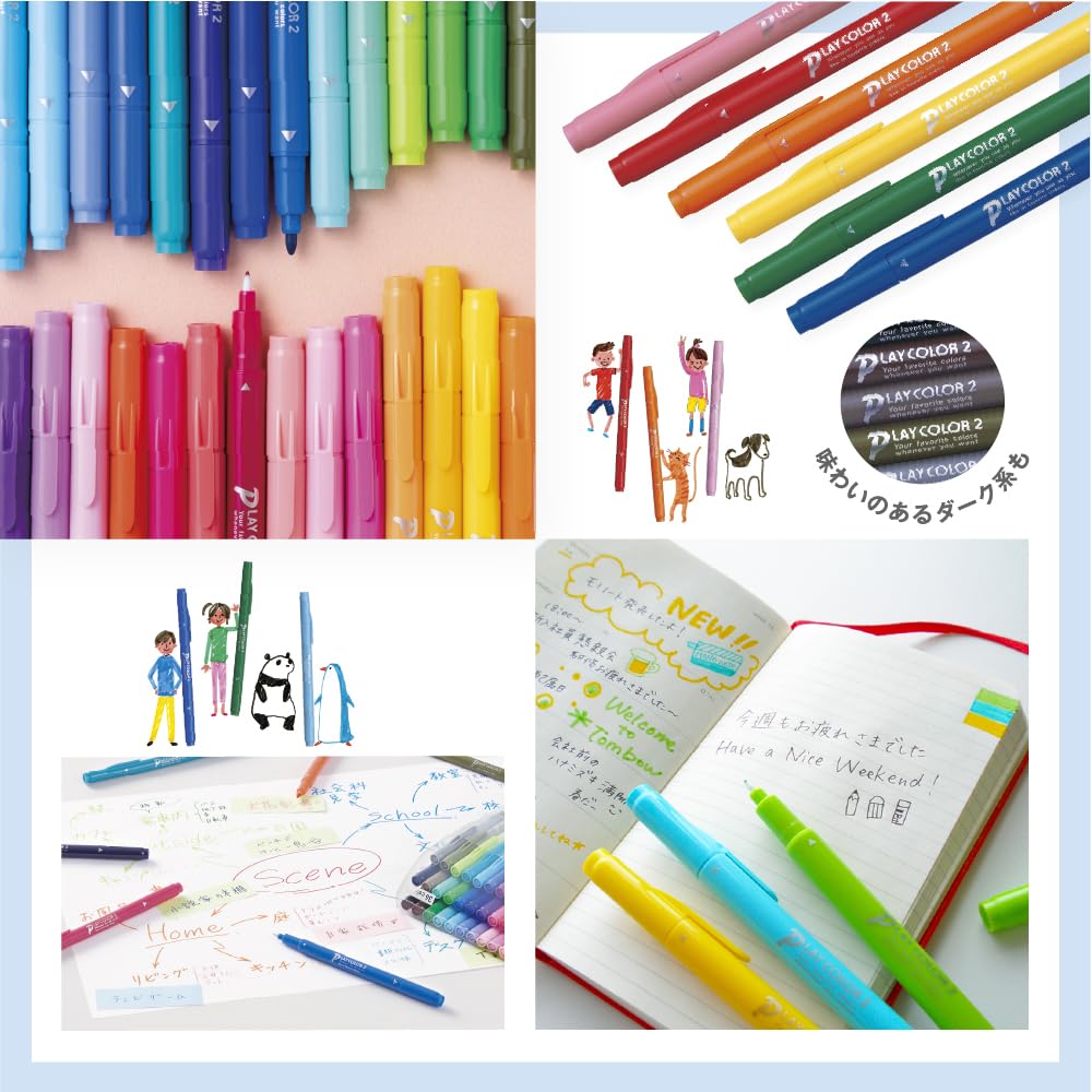 Tombow Pencil Sign Pen 24 Colors Thin Twin Color Pen Play Color 2 Water-based (Thick & Type) GCB-012