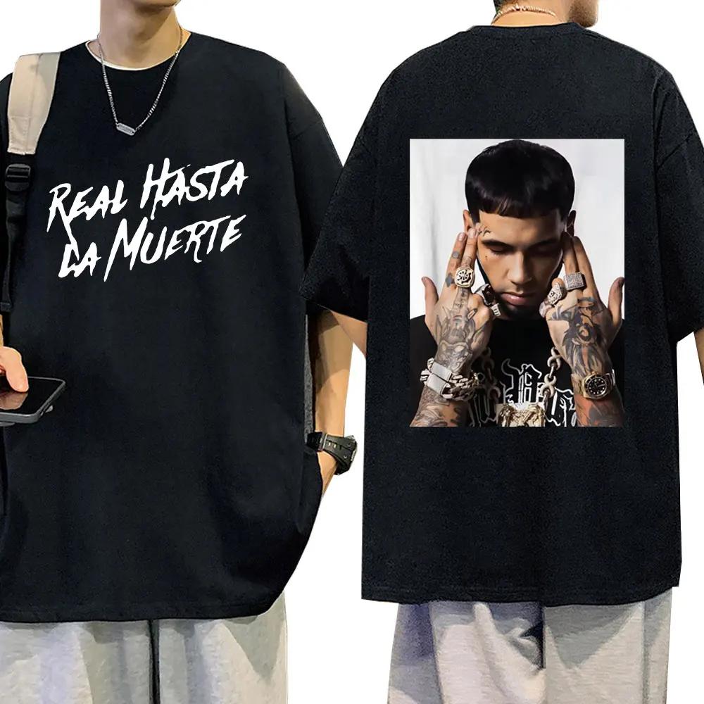 Rapper Anuel AA Real Hasta La Muerte style casual Tshirt fashionable hiphop retro Tshirt suitable for Women