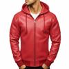 Soft Jacket Helloween Classic Lambskin Men's Leather Casual Handmade Red Slim Fit Biker Hoodie