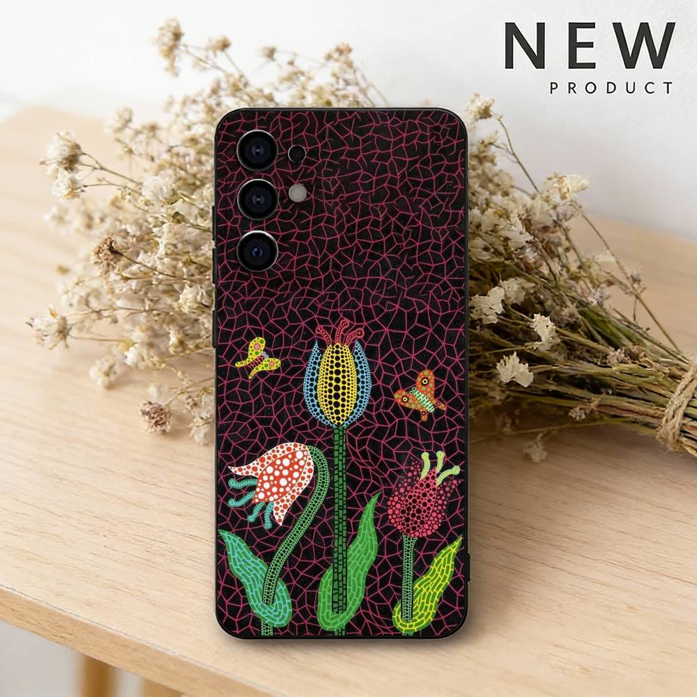 Искусство Яёи Кусамы Чехол для телефона для Samsung S26,25,24,23,22,21,20,30,Ultra,Plus,Fe,Lite Черный корпус