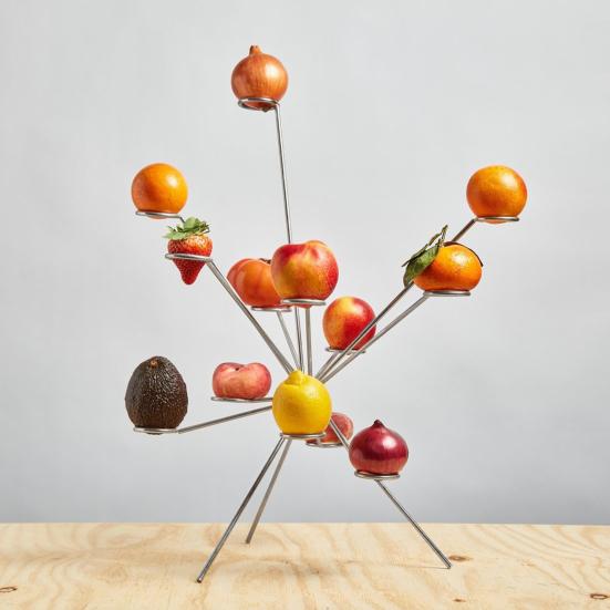 Взрывающаяся фруктовая ваза Искусство Плавающая подставка для фруктов Полная вентиляция на 360 градусов Сохраняет свежесть Металлическая скульптура для украшения кухонного стола