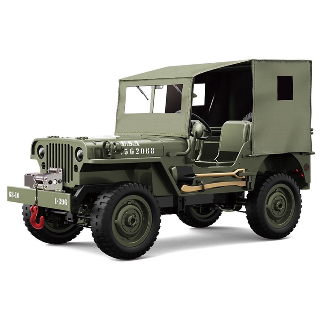 Remote Control Car, 2.4Ghz 4WD Off Road Rock Crawler Vehicle with Lights Canvas Cover, 1:10 All