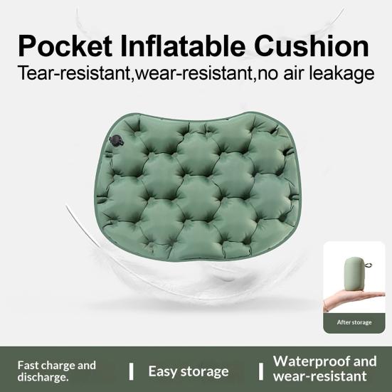 Portable Inflatable Seat Cushion, Lightweight Stadium Seat Pad, Travel Air Seat Cushion for Long Flights Airplane Camping Hiking Backpacking