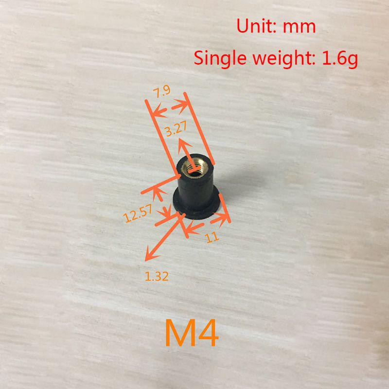 10 шт. простая установка M4/M5/M6 метрическая резиновая гайка для крепления обтекателя ветрового стекла мотоцикла