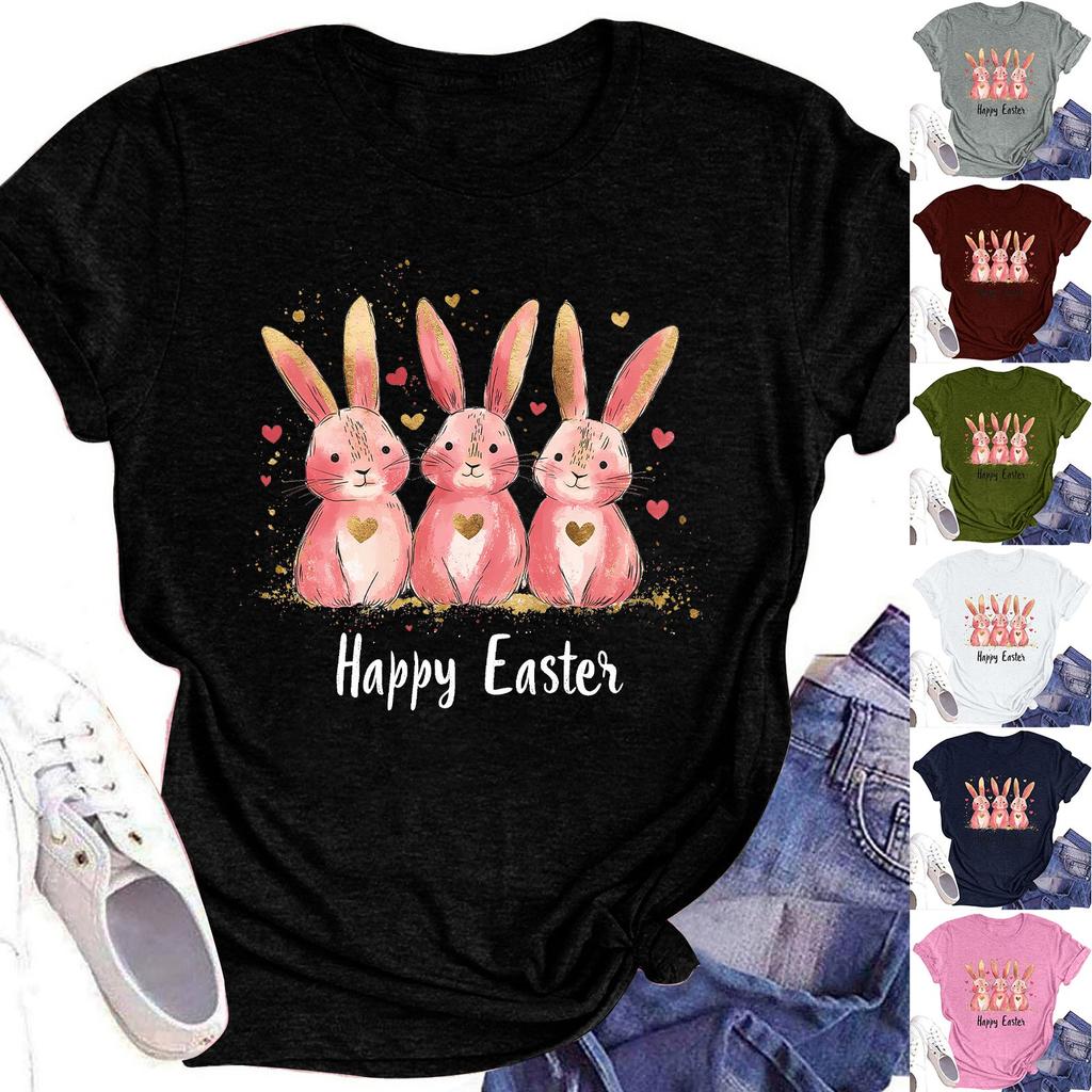 Women's Top Round Neck Casual Printed Short-sleeved T-shirt Top