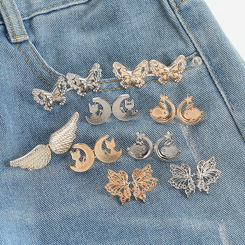 1/2PCS  Adjuster For Pants And Skirts Waist Tightener Bowknot Button Adjustable Waist Buckle For Jeans No Sewing Required