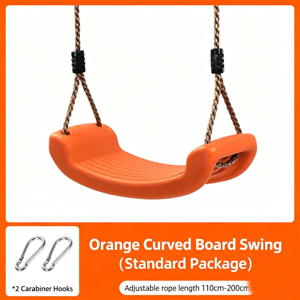 Kids Anti-Tip Curved Swing Seat Indoor Outdoor Garden Swing Board with Hanging Rope Children Playground Swing Accessories