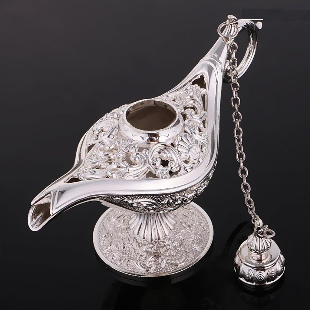 Alloy Classic Vintage Collectible Rare Legend Magic Genie Alladin Chirag Lamp for Home Office Table Housewarming Decoration