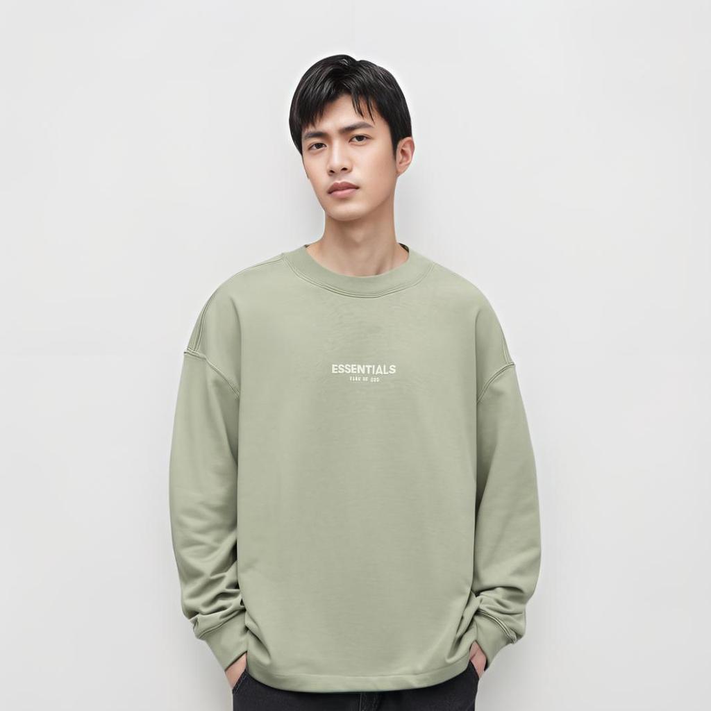 Fear of God Essentials Свободная толстовка с круглым вырезом и флисовой подкладкой SS22 Мужские Топы Цвет Морской Пены FOG-SS22-145