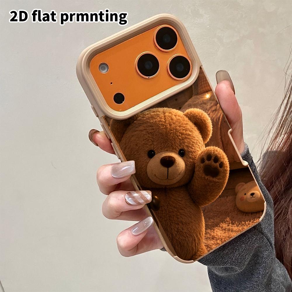 Phone Case: 2D flat lambskin suitable for iPhone 18 17 16 15 14 13 Pro film protective case,little bear opening the door, Christmas and Halloween gift