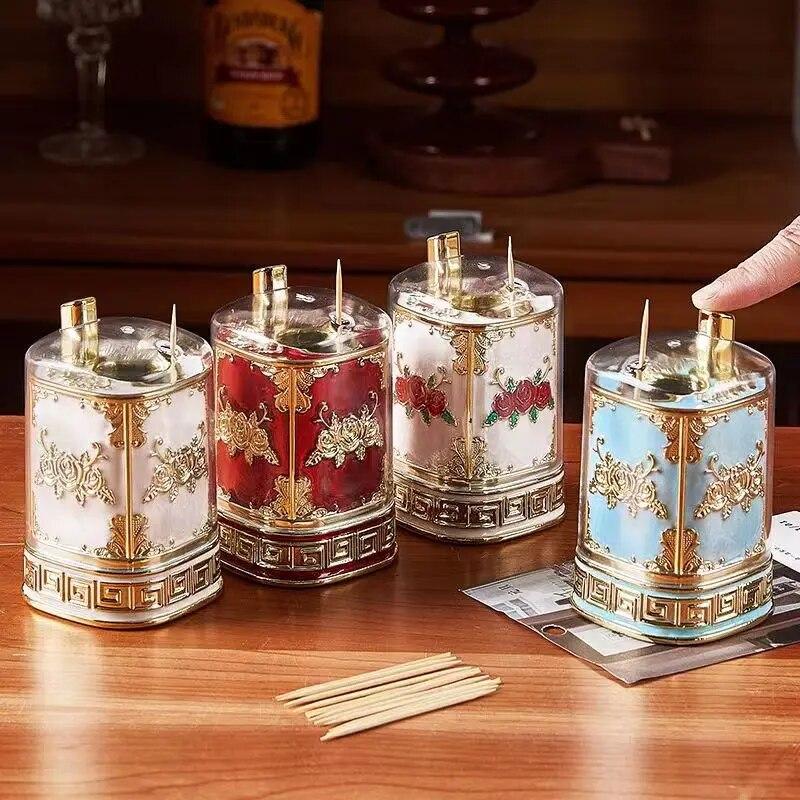 Креативная ретро подставка для зубочисток с нажимным механизмом, модная коробка для зубочисток, роскошный ресторан, отель, бытовая подставка для зубочисток, CDN