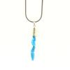 Necklace - Apatite - Tube and Spiral - Stainless Steel - Neon Blue - Unisex Jewelry