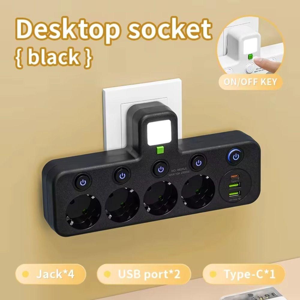 Wall Mounted Wall Power Socket Type-C Ports Power Strip Outlet Electrical Socket  Home Offices
