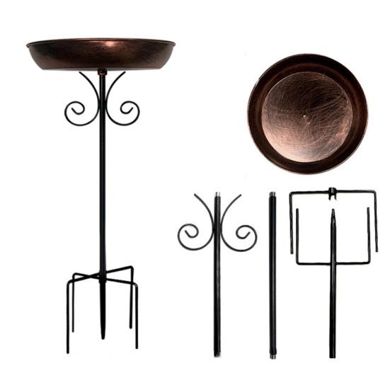 Retro Bird Bath for Outside Metal 5-Prong Stake Base with Bowl Decorative Birdbath Detachable Bird Feeder for Backyard Patio Decor