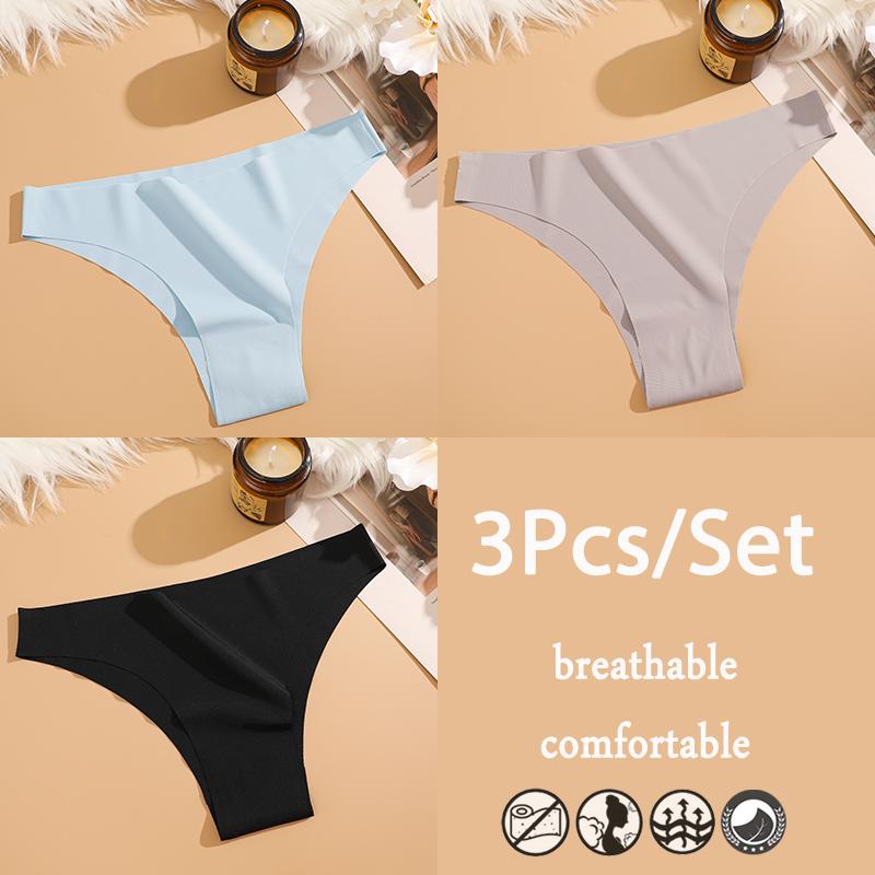 FINETOO 3 шт./компл. бесшовное нижнее белье из ледяного шелка с низкой талией бразильские трусы дышащее высокоэластичное нижнее белье трусики