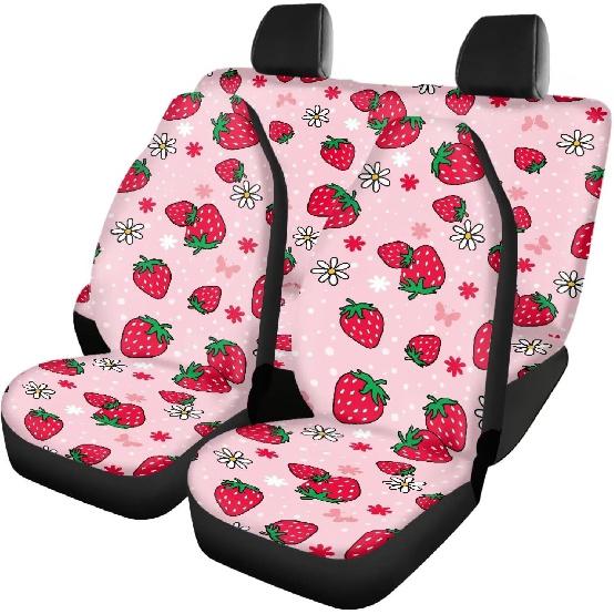 Чехлы на автомобильные сиденья с принтом коричневой коровы, 4 шт., Чехлы на передние и заднее сиденья автомобиля, Универсальные эластичные подушки на сиденья автомобиля, Защита салона автомобиля