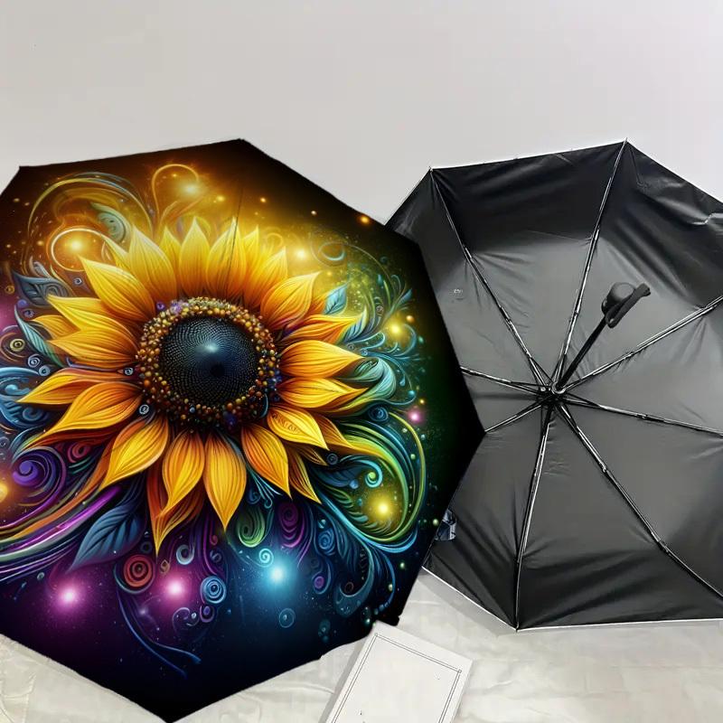 1pc Colorful Sunflower Artwork Umbrella with Plastic Handle,Suitable for All Seasons Home Travel Outdoor UmbrellaDD1258