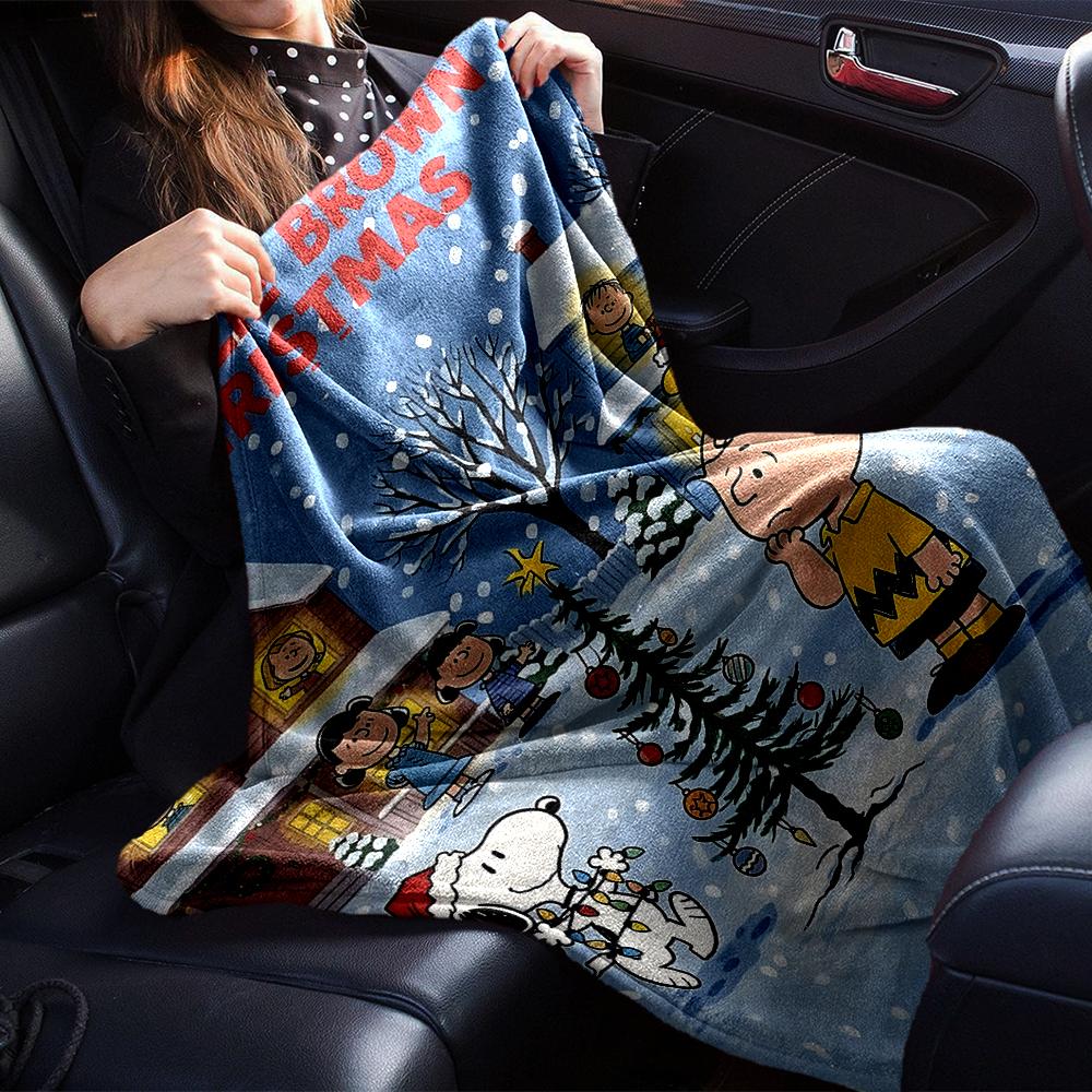 Snoopy'S Christmas Adventure Blanket Soft Throw Blanket For Home Bedroom Bed Sofa Travel Office Solid Christmas Blanket