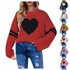 Women's Fashion Casual Temperament Loose Round Neck Pullover Love Long Sleeve Knit Sweater