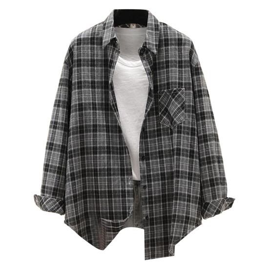 Отложной воротник, длинный рукав, однобортная рубашка с накладными карманами, свободная рубашка, классическая повседневная рубашка с клетчатым принтом, блузка, женская одежда