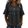 New Women's Casual Loose Crew Neck Short Sleeve Pullover Blouse Top for Women, European American Style