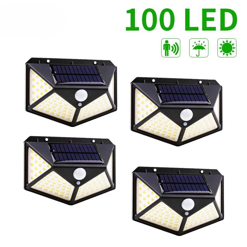 100 LED Solar Lights Outdoor PIR Motion Sensor Wall Lamp 3 Mode Human Sensor Solar Lamp for Garden Pathway Street Lighting Light
