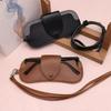 Portable Eyeglass Case Neck Hanging Sunglasses Holder PU Leather Reading Glasses Storage Pouch