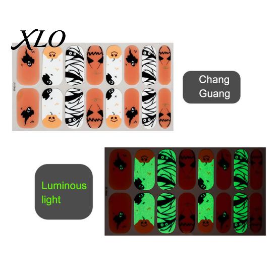 Fluorescent Nail Stickers Halloween Glow-in-the-Dark Stickers, Gothic Spider Web Ghost Manicure Art Decoration Decals, Accessories for Women