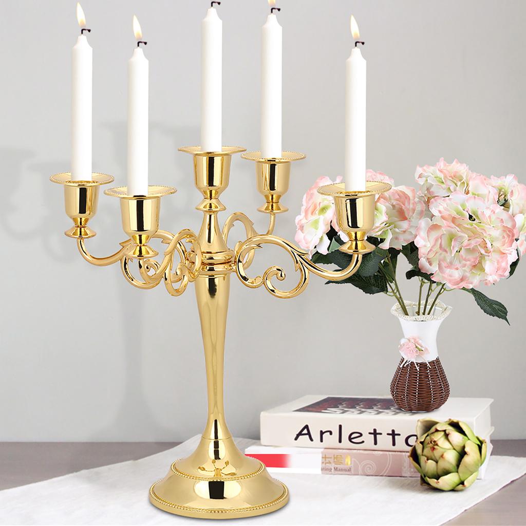 5 Arms Vintage Candlestick Metal Crafts Candle Holder Stand Wedding Party Home Decor