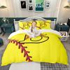 Homewish Softball Baseball Duvet Cover Set, Sports Initial Comforter Cover Set, Personalized Monogrammed Bed Set