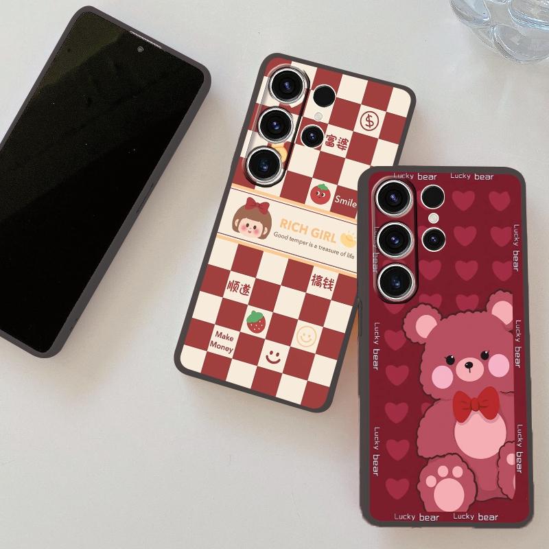 Мягкий силиконовый черный чехол с рисунком из мультфильма для Xiaomi Redmi Note 13 Pro 13C Poco C65 Samsung A55 A54 A34 S24 iPhone Camera Защитный противоударный чехол