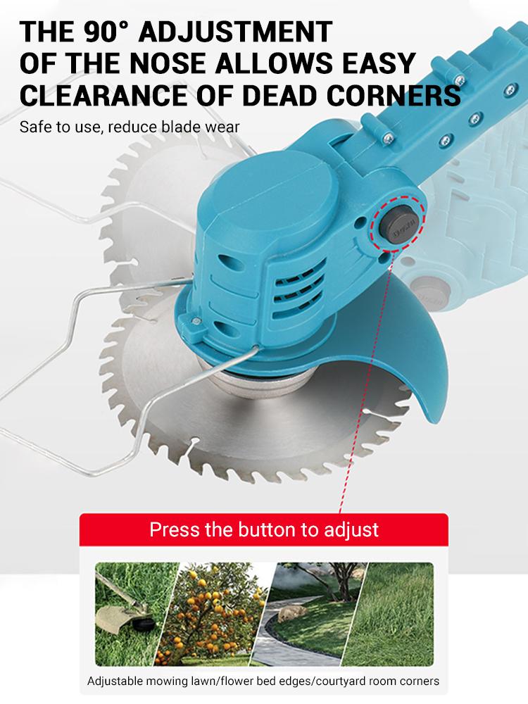 21V Electric Lawn Mower For Makita Battery Cordless Garden Grass Cutting Trimmer 90° Rotation Angle Cutter Head (NO Battery)