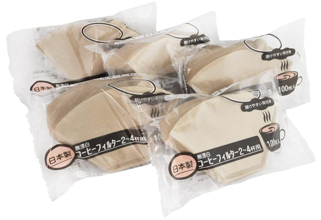 Okabe Coffee Filters, 2-4 Cups, Made In Japan, Trapezoidal, Brown, Unbleached, Easy-Open, with Tabs, 100 Filters Per Pack (5 Packs), Total of 500