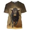 3D North African Bull Print T-shirt Men Oversized Smooth Spanish Bullfighting Loose T-shirt Street Wear T-shirt Summer