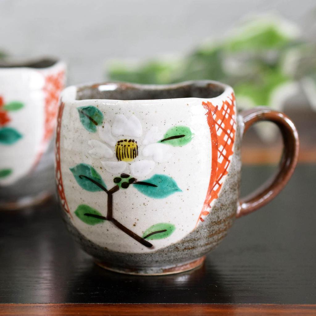 Waza no Kura Стильный набор пар кружек Kutani Ware Komon Tsubaki Pottery Столовая посуда бренда класса люкс Сделано в Японии