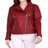 Womens Real Lambskin Royal Red Leather Jacket With Zipper & Pocket | Shoulder Strap | Snap On Sleeves |