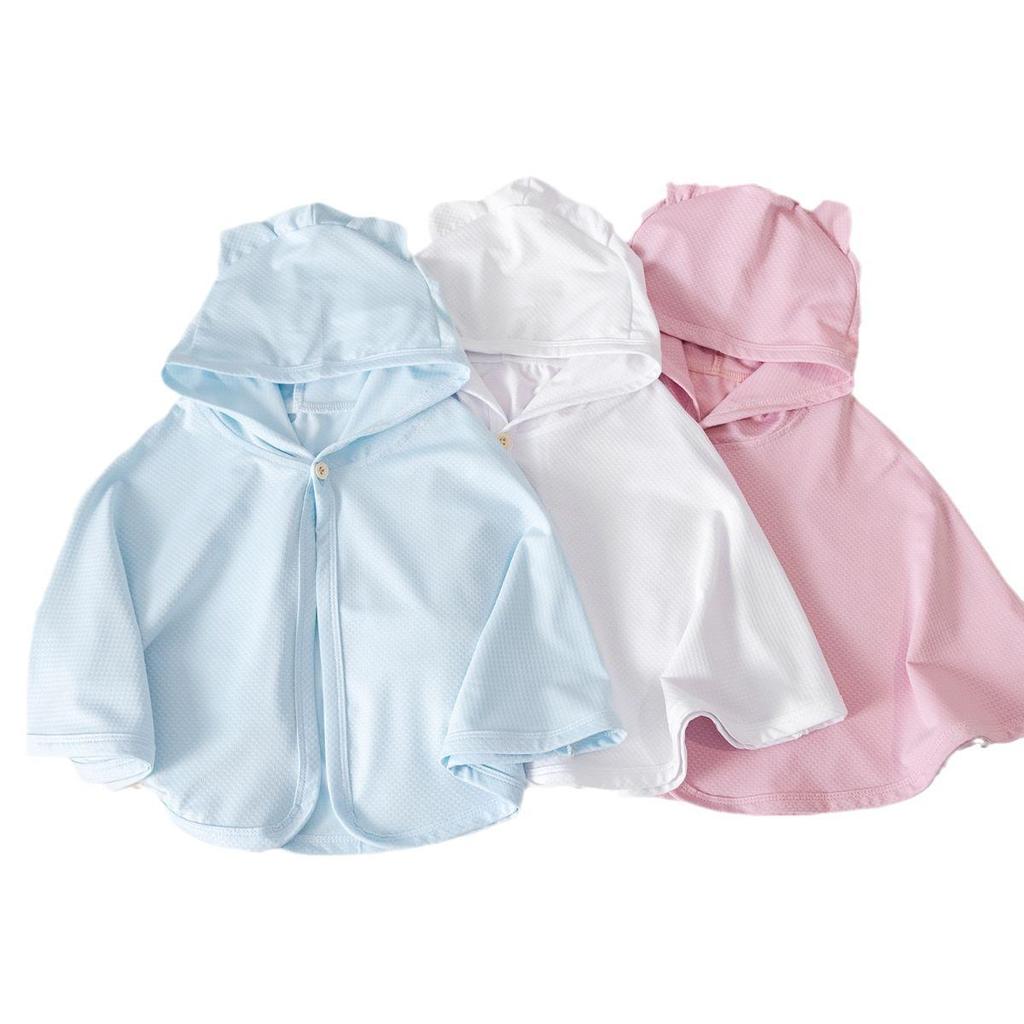 Летняя детская накидка с капюшоном и защитой от ультрафиолета - легкая рубашка с солнцезащитным кремом для детей