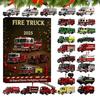 Fire Truck Advent Calendar 2025, 24 Days of Christmas Advent Calendar Boxes, 2D Flat Fire Engines, Ladder Trucks, Rescue Units, Vehicles Set Gift