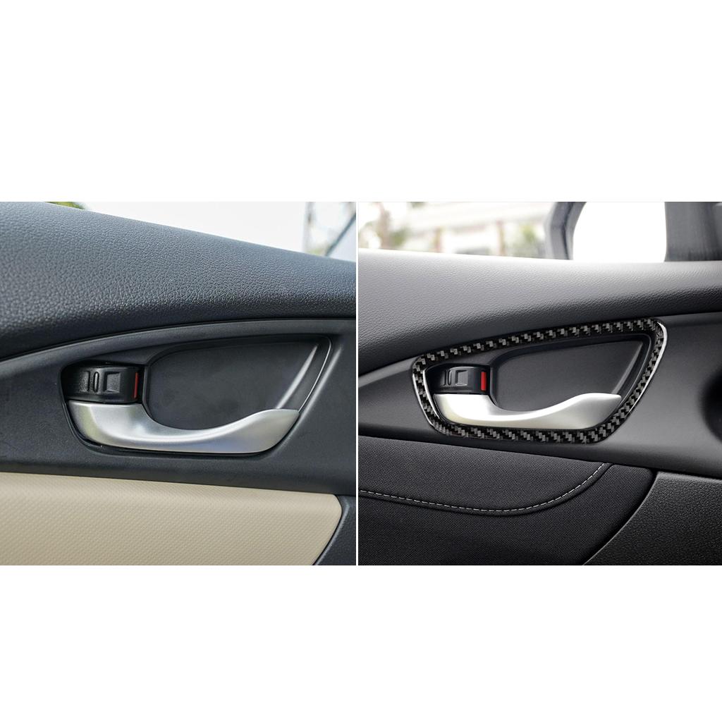 4pcs Car Inner Door Handle Frame Trim Cover Fits Fit for Honda Civic Sedan 2016-2018 Carbon Fiber Car Inner Door Cover