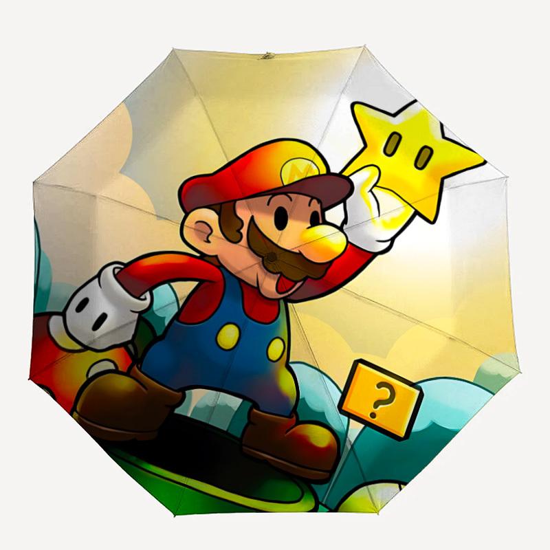 1pc Mario Adventure Automatic Folding Cute Umbrella - Lightweight, Retractable Design with 8-Rib Durability, Perfect for Outdoor69