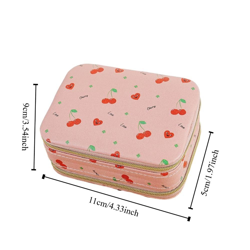 Rings Necklace Jewelry Packing Bag Cherry Flower Jewelry Holder With Mirror  Gift