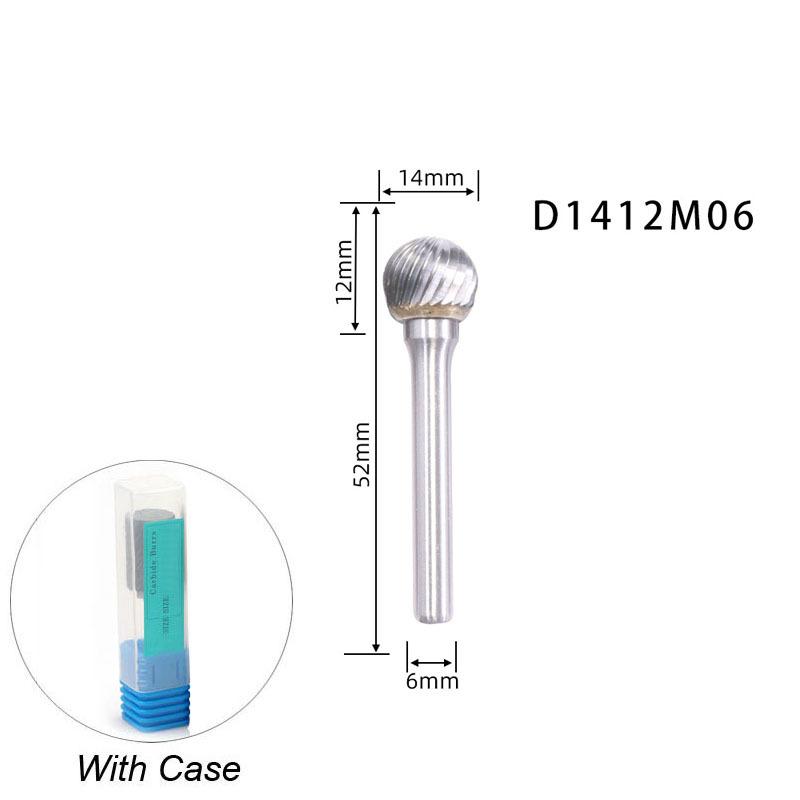 Карбид вольфрамовый вращающийся напильник борфреза инструменты для резьбы шаровая фреза с одним режущим инструментом гравировка с ЧПУ для металла 6 мм 1/4 хвостовик