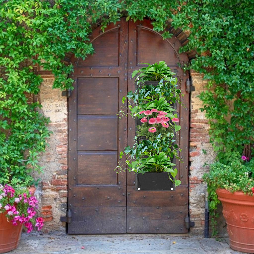 6 карманов вертикальные мешки для выращивания растений контейнер настенный подвесной горшок для сада на открытом воздухе черный